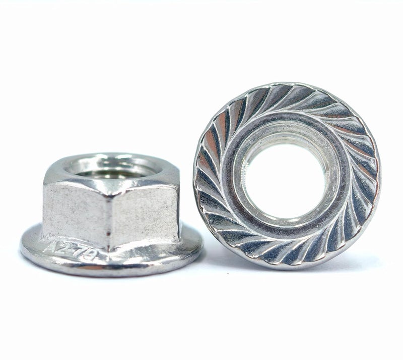 heyday M10x1 Serrated Flange Hex Lock Nuts 10 Pcs 304 Stainless Steel 18-8, Full Thread, Hex Drive, Bright Finish - Image 3